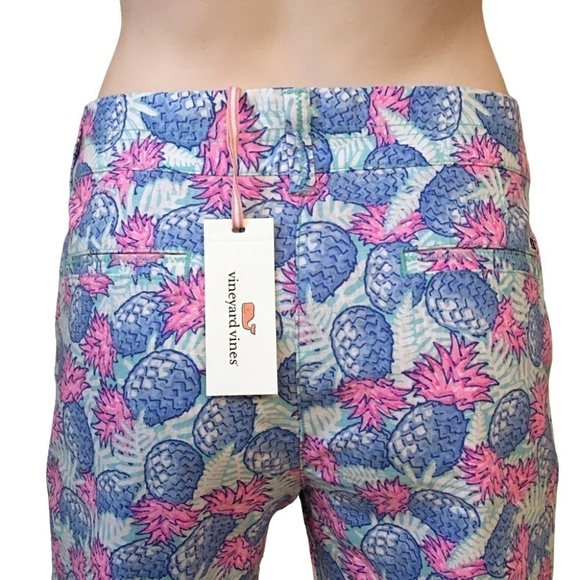 VINEYARD Vines Pineapple Catamaran Capri Pants Cropped Linen Cotton Blend - Picture 5 of 12